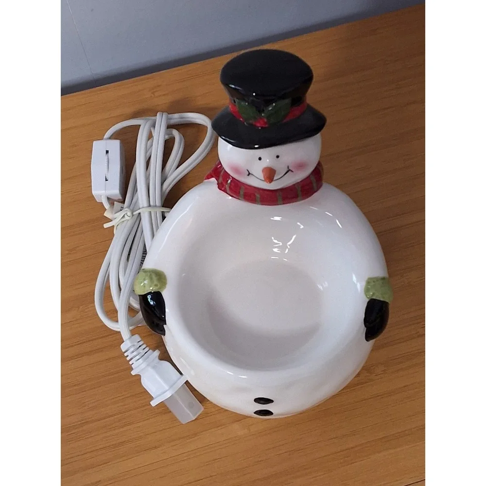 Yankee Candle Electric Snowman Wax Melt Warmer Ceramic Christmas Holiday Works!